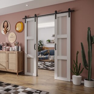 Wayfair Barn Interior Doors You Ll Love In 2022   Glass Barn Door With Installation Hardware Kit 